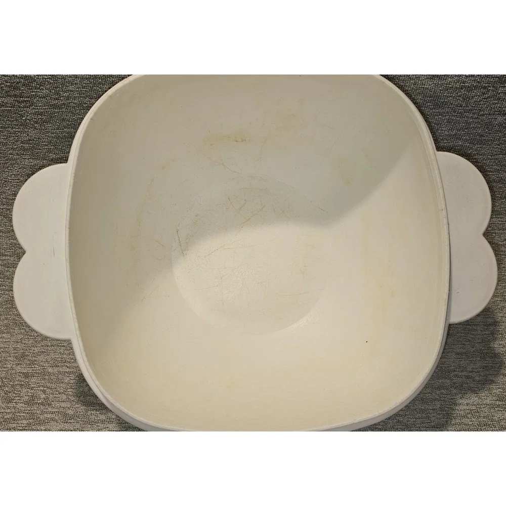 Vintage Tupperware Large 10 Cup 2.4L Servalier Bowl White with Yellow Lid Stains